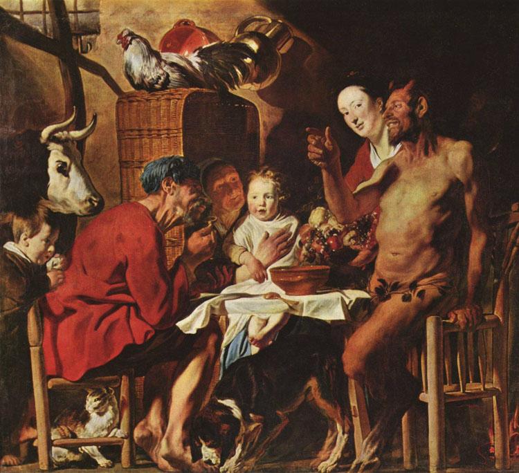 Jacob Jordaens The Satyr and the Farmer's Family (mk08)